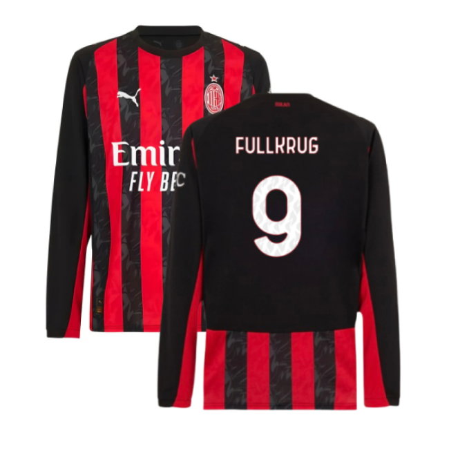 2025-2026 AC Milan Long Sleeve Home Shirt (Fullkrug 9)-SoccerKits Hub | Buy Soccer Jerseys Online